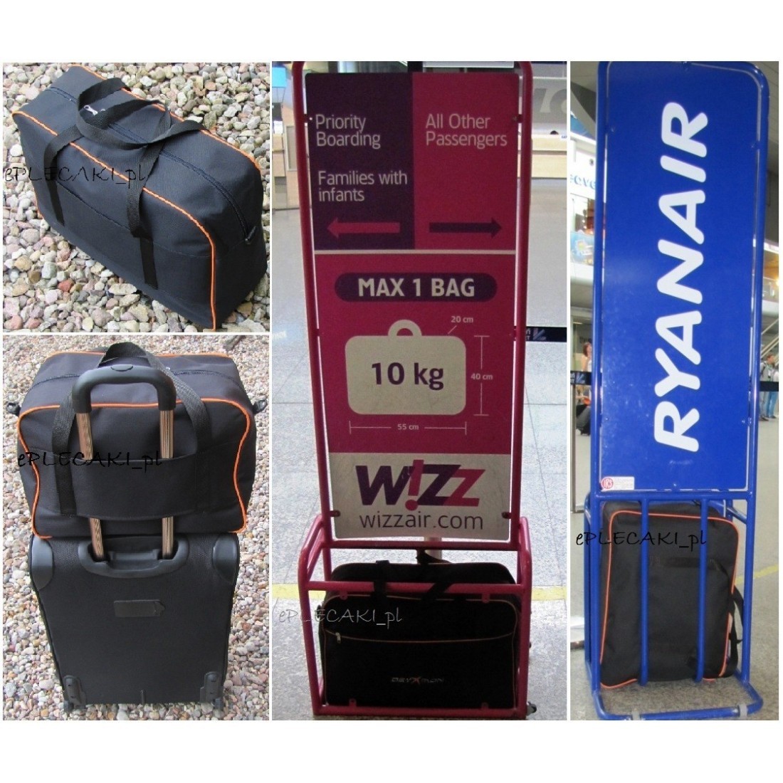 RYANAIR torba - bagaż podręczny - kieszeń na LAPTOP - niebieska lamówka - plecak-tornister.pl