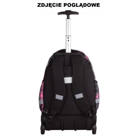 Plecak na kółkach dla dziewczynki w kratkę - szaro -różowy CP CoolPack