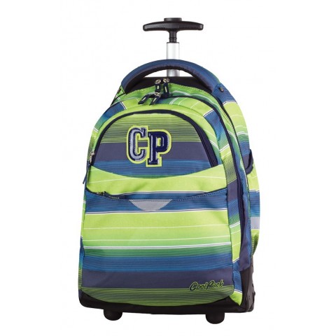 Plecak na kółkach CoolPack CP zielono-niebieski w paski dla chłopca