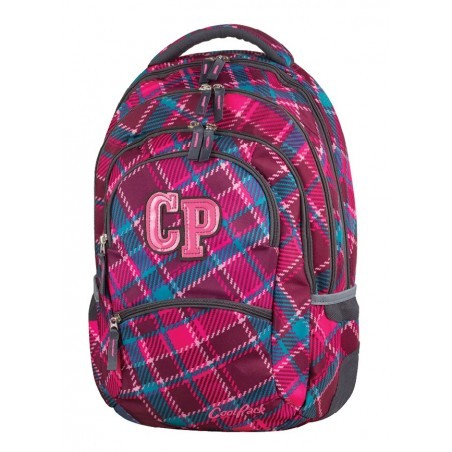 Plecak młodzieżowy CoolPack CP COLLEGE CRANBERRY CHECK 630 wiśniowy w kratkę - 5 przegród