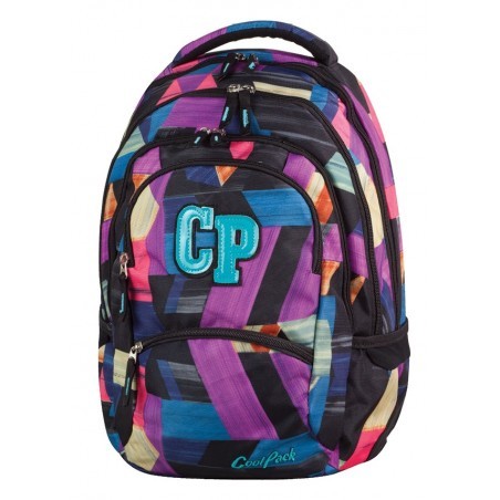 Plecak młodzieżowy CoolPack CP COLLEGE COLOR STROKES 672 kolorowe łatki - 5 przegród