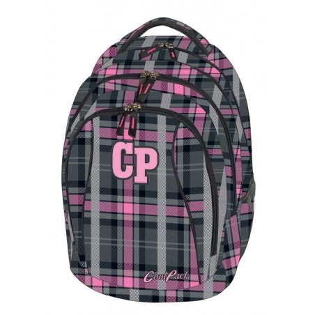 Plecak młodzieżowy CoolPack CP COMBO SCOTISH DAWN 695 szaro-różowy w kratkę - 2w1