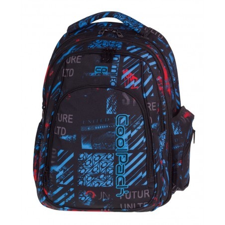 Plecak młodzieżowy CoolPack CP MAXI UNDERGROUND 831 duży - w niebiesko-czerwone znaki