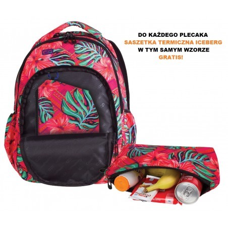 Plecak szkolny dla pierwszoklasisty CoolPack CP PRIME ROSE GARDEN granatowy w róże dla dziewczynki GRATIS COOLER BAG - 1058 